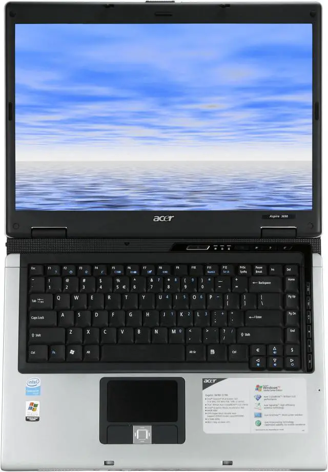 Alt view image 12 of 13 - Acer Laptop Aspire Intel Celeron M 420 512MB Memory 60GB HDD Intel GMA 950 15.4" Windows XP Media Center AS3690-2196