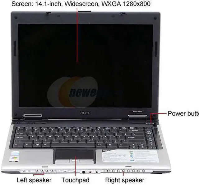 Alt view image 3 of 13 - Acer Laptop Aspire Intel Pentium T2060 512MB Memory 80GB HDD Intel GMA 950 14.1" Windows Vista Home Basic AS5570-2792
