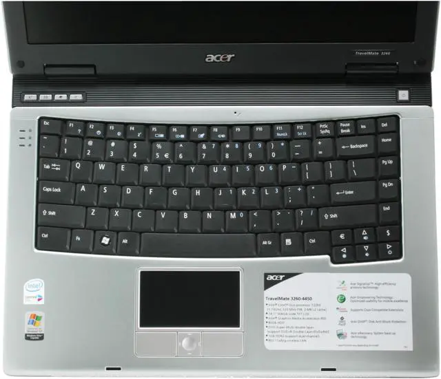 Alt view image 5 of 13 - Acer Laptop TravelMate Intel Core Duo T2250 1GB Memory 80GB HDD Intel GMA 950 14.1" Windows XP Professional TM3260-4450