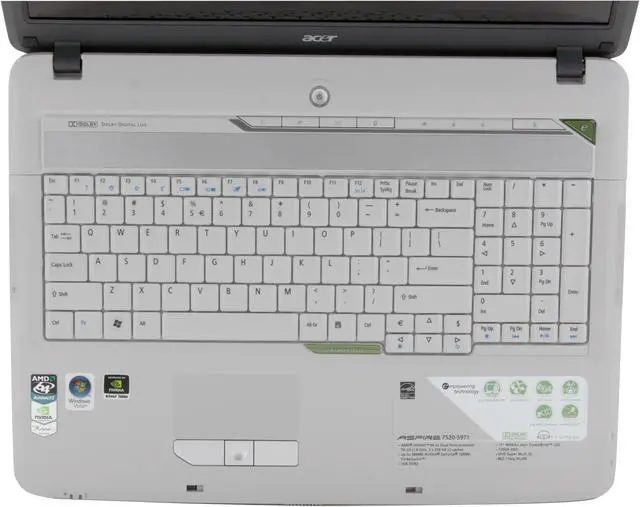 Alt view image 4 of 15 - Acer Laptop Aspire AMD Athlon 64 X2 TK-55 1GB Memory 120GB HDD NVIDIA GeForce 7000M 17.0" Windows Vista Home Premium AS7520-5971