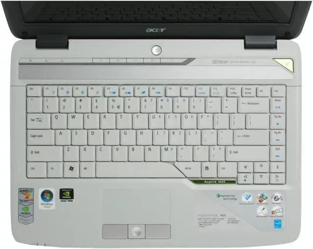 Alt view image 10 of 16 - Acer Laptop Aspire AMD Turion 64 X2 TL-52 1GB Memory 120GB HDD NVIDIA GeForce 7000M 14.1" Windows Vista Home Premium AS4520-5582