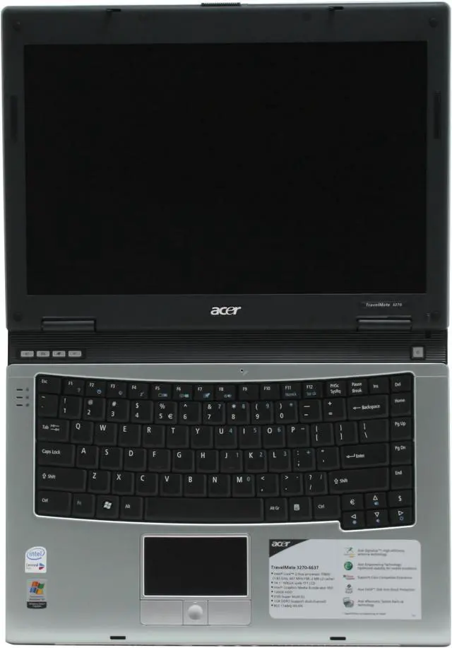 Alt view image 7 of 14 - Acer Laptop TravelMate Intel Core 2 Duo T5600 1GB Memory 120GB HDD Intel GMA 950 14.1" Windows XP Professional TM3270-6637