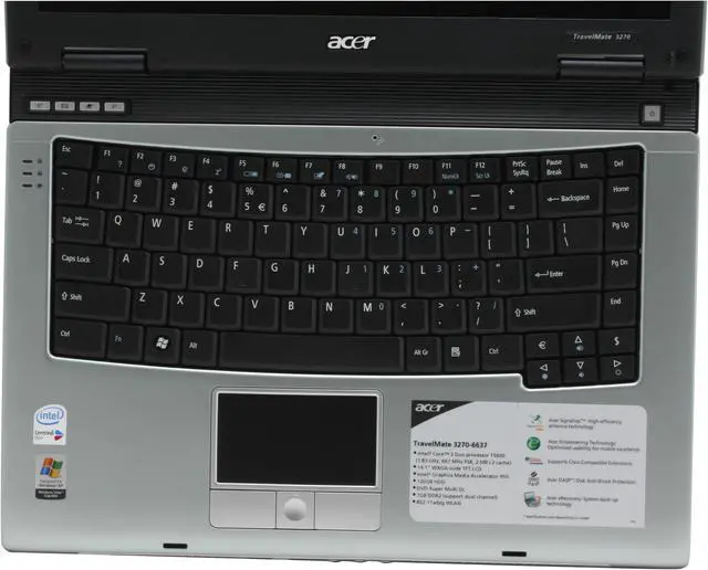 Alt view image 8 of 14 - Acer Laptop TravelMate Intel Core 2 Duo T5600 1GB Memory 120GB HDD Intel GMA 950 14.1" Windows XP Professional TM3270-6637