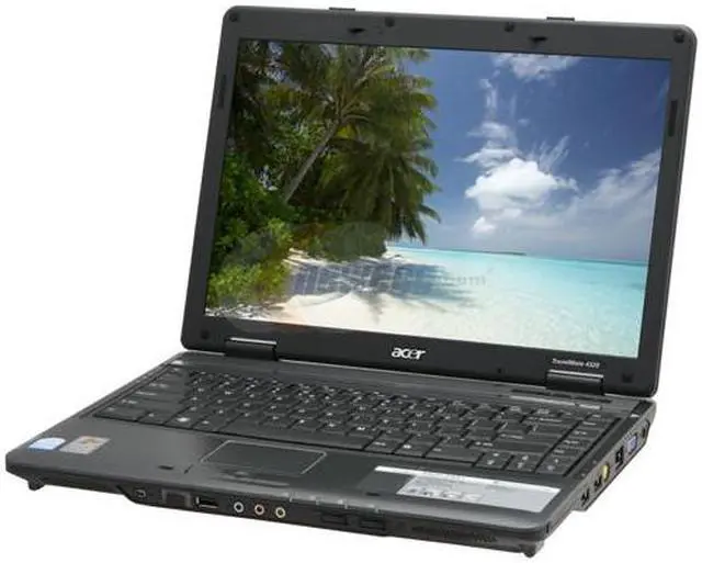 Main image of Acer Laptop TravelMate Intel Celeron M 530 1GB Memory 120GB HDD Intel GMA X3100 14.1" Windows XP Professional TM4320-2451