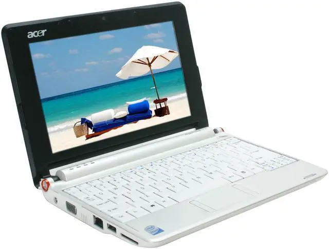 Alt view image 7 of 16 - Acer Aspire One AOA110-1295 Seashell White Intel Atom N270(1.60 GHz) 8.9" WSVGA 512MB Memory 8GB SSD Netbook