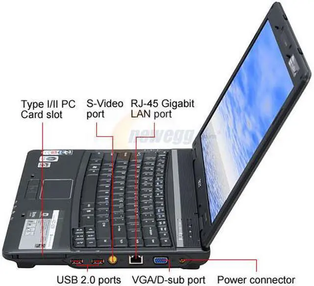Alt view image 2 of 17 - Acer Laptop Extensa AMD Athlon 64 X2 TK-57 2GB Memory 120GB HDD ATI Radeon X1250 IGP 14.1" Windows Vista Home Premium EX4420-5239