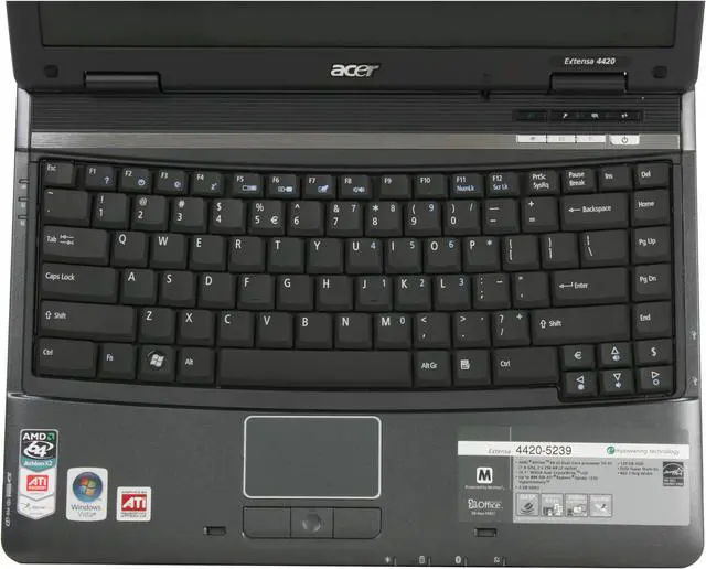 Alt view image 10 of 17 - Acer Laptop Extensa AMD Athlon 64 X2 TK-57 2GB Memory 120GB HDD ATI Radeon X1250 IGP 14.1" Windows Vista Home Premium EX4420-5239