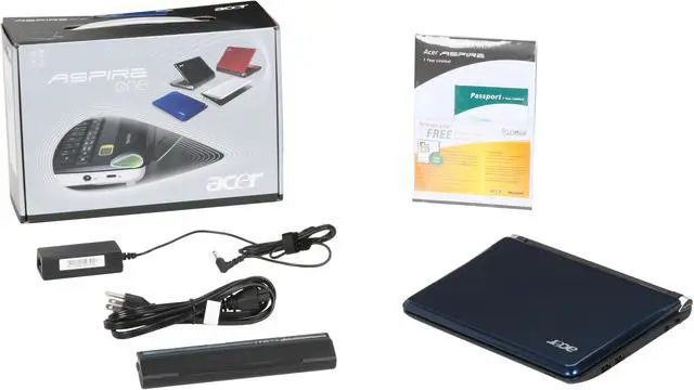 Alt view image 12 of 12 - Acer Aspire One AOD150-1165 Blue Intel Atom N270(1.60 GHz) 10.1" WSVGA 1GB Memory 160GB HDD Netbook