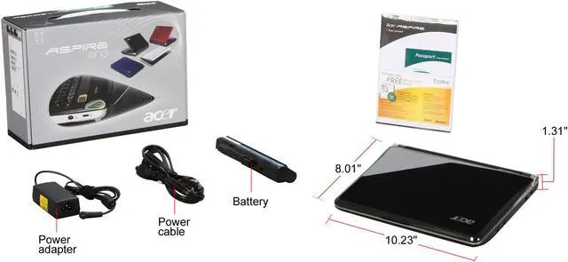 Alt view image 12 of 12 - Acer Aspire One AOD150-1577 Black Intel Atom N270(1.60 GHz) 10.1" WSVGA 1GB Memory 160GB HDD Netbook