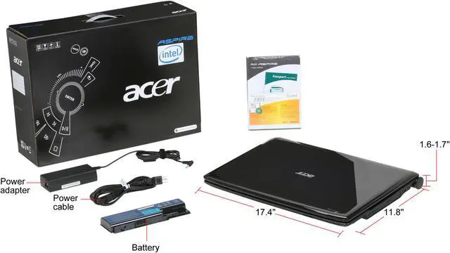 Alt view image 12 of 12 - Acer Laptop Aspire Intel Core 2 Duo P8600 4GB Memory 500GB HDD NVIDIA GeForce 9600M GT 18.4" Windows Vista Home Premium 64-bit AS8930-6174