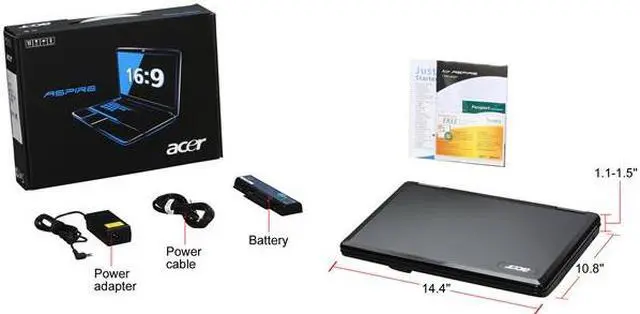 Alt view image 8 of 8 - Acer Laptop Aspire AMD Athlon 64 TF-20 2GB Memory 160GB HDD ATI Radeon X1200 IGP 15.6" Windows Vista Home Basic AS5516-5474