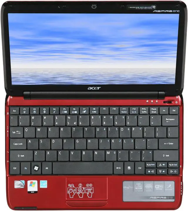Alt view image 6 of 8 - Acer Aspire One AO751h-1211 Red Intel Atom Z520 11.6" WXGA 2GB Memory 250GB HDD Netbook