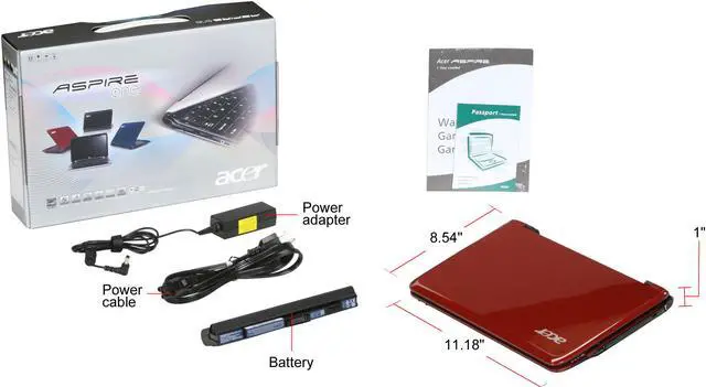 Alt view image 8 of 8 - Acer Aspire One AO751h-1211 Red Intel Atom Z520 11.6" WXGA 2GB Memory 250GB HDD Netbook