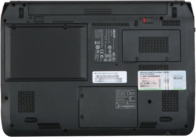 Alt view image 7 of 8 - Acer Aspire One AO751h-1259 Red Intel Atom Z520 11.6" WXGA 2GB Memory 250GB HDD Netbook