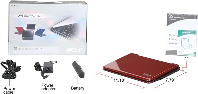 Alt view image 8 of 8 - Acer Aspire One AO751h-1259 Red Intel Atom Z520 11.6" WXGA 2GB Memory 250GB HDD Netbook