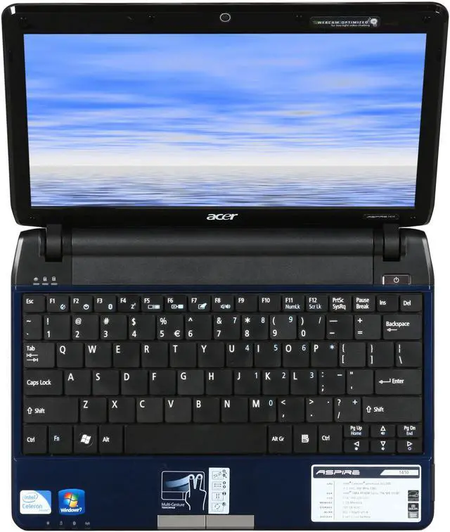 Alt view image 6 of 8 - Acer Aspire AS1410-2801 Sapphire Blue Intel Celeron SU2300(1.2 GHz) 11.6" 2GB Memory 160GB HDD Netbook