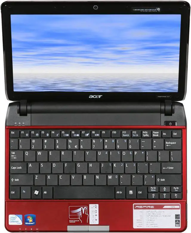 Alt view image 6 of 8 - Acer Aspire AS1410-2954 Ruby Red Intel Celeron M 743(1.30 GHz) 11.6" 2GB Memory 250GB HDD Netbook