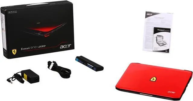 Alt view image 8 of 8 - Acer Ferrari One FO200-1799 Ferrari Red AMD Athlon 64 X2 L310(1.20 GHz) 11.6" 4GB Memory 250GB HDD Netbook