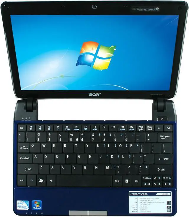 Alt view image 6 of 7 - Acer Aspire Timeline AS1810TZ-4906 Sapphire Blue Intel Pentium SU4100(1.30 GHz) 11.6" 4GB Memory 320GB HDD Netbook