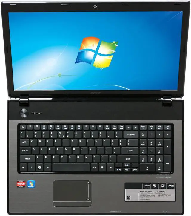 Alt view image 6 of 7 - Acer Laptop Aspire AMD Phenom II N950 4GB Memory 500GB HDD ATI Mobility Radeon HD 5650 17.3" Windows 7 Home Premium 64-bit AS7552G-6061