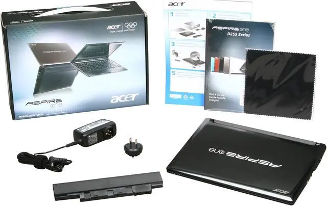 Alt view image 6 of 6 - Acer Aspire One AOD255-2509 Diamond black Intel Atom N450(1.66 GHz) 10.1" 1GB Memory 160GB HDD Netbook
