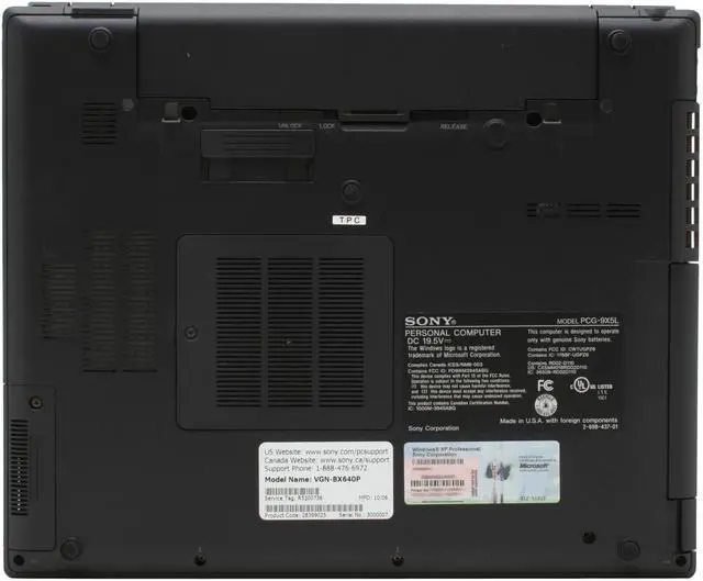 Alt view image 11 of 15 - SONY Laptop VAIO BX Series Intel Core 2 Duo T7200 1GB Memory 100GB HDD ATI Mobility Radeon X1600 14.1" Windows XP Professional VGN-BX640P47