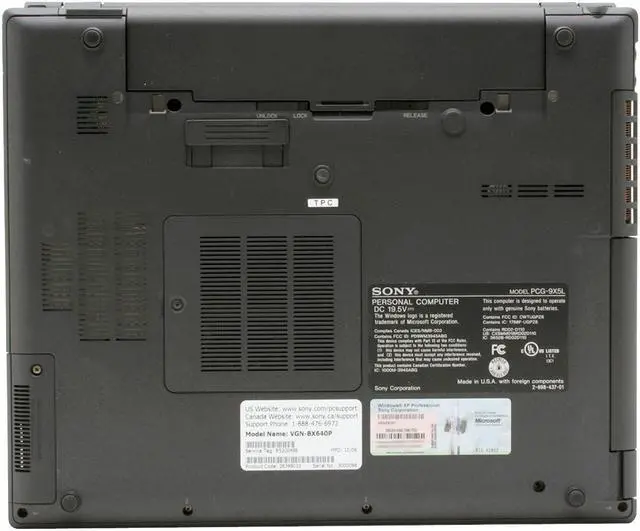 Alt view image 10 of 14 - SONY Laptop VAIO BX Series Intel Core 2 Duo T7200 1GB Memory 80GB HDD Intel GMA 950 14.1" Windows XP Professional VGN-BX640PS3