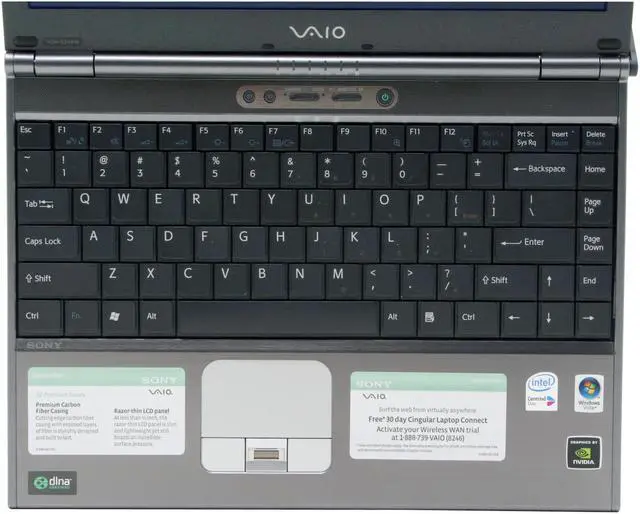 Alt view image 5 of 14 - SONY VAIO SZ Series 13.3" Intel Core 2 Duo T7400 2GB Memory DDR2 533 Windows Vista Business VGN-SZ491N/X