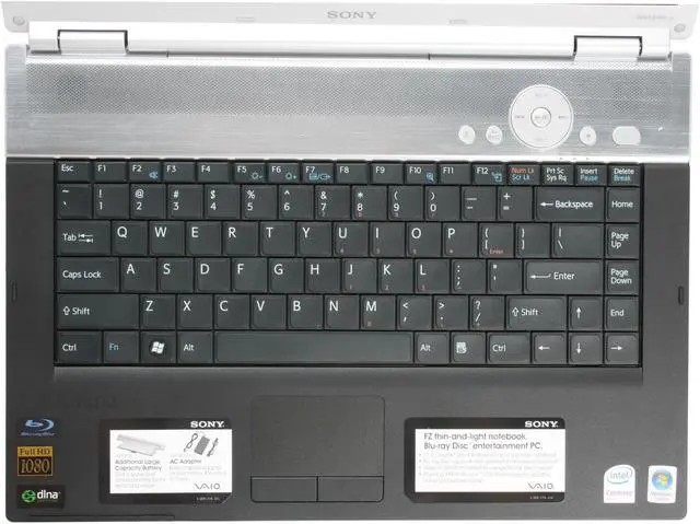 Alt view image 5 of 14 - SONY Laptop VAIO FZ Series Intel Core 2 Duo T7300 2GB Memory 200GB HDD NVIDIA GeForce 8400M GT 15.4" Windows Vista Home Premium VGN-FZ180E/B