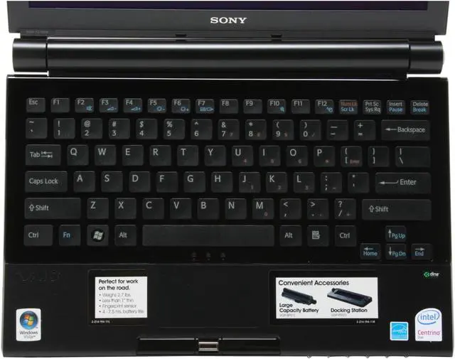 Alt view image 5 of 14 - SONY Laptop VAIO TZ Series Intel Core 2 Duo U7500 1GB Memory 100GB HDD Intel GMA 950 11.1" Windows Vista Business VGN-TZ130N/B