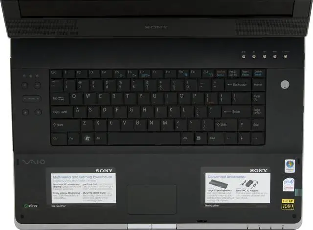 Alt view image 4 of 15 - SONY Laptop VAIO AR Series Intel Core 2 Duo T7100 2GB Memory 200GB HDD NVIDIA GeForce 8400M GT 17.0" Windows Vista Home Premium VGN-AR610E