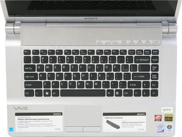 Alt view image 14 of 17 - SONY Laptop VAIO FW Series Intel Core 2 Duo P8400 3GB Memory 250GB HDD ATI Mobility Radeon HD 3470 16.4" Windows Vista Home Premium VGN-FW139E/H