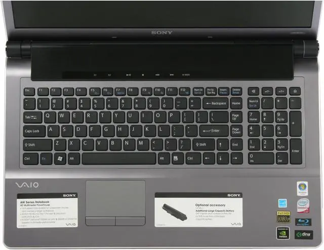 Alt view image 10 of 17 - SONY Laptop VAIO AW Series Intel Core 2 Duo P8400 4GB Memory 320GB HDD NVIDIA GeForce 9300M GS 18.4" Windows Vista Home Premium 64-bit VGN-AW110J/H