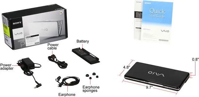 Alt view image 8 of 8 - SONY VAIO P Series VGN-P698E/Q Onyx Black Intel Atom Z530(1.60 GHz) 8" 2GB Memory 128GB SSD Netbook