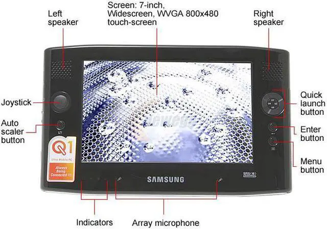 Alt view image 3 of 11 - SAMSUNG Q1 CELERON Ultra-Mobile PC Intel Celeron M 353(900 MHz) 7" WVGA 512MB DDR2 400 40GB 4200rpm Intel GMA900 Windows XP Tablet PC Edition