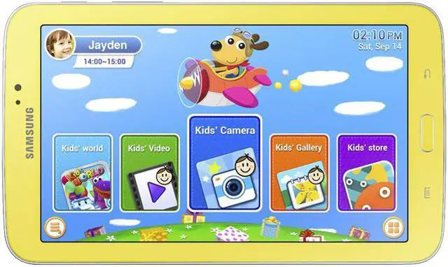 Main image of SAMSUNG Galaxy Tab 3 Kids 1.5GB Memory 7.0" 1024 x 600 Tablet Android 4.2 (Jelly Bean) Yellow with Orange Bumper
