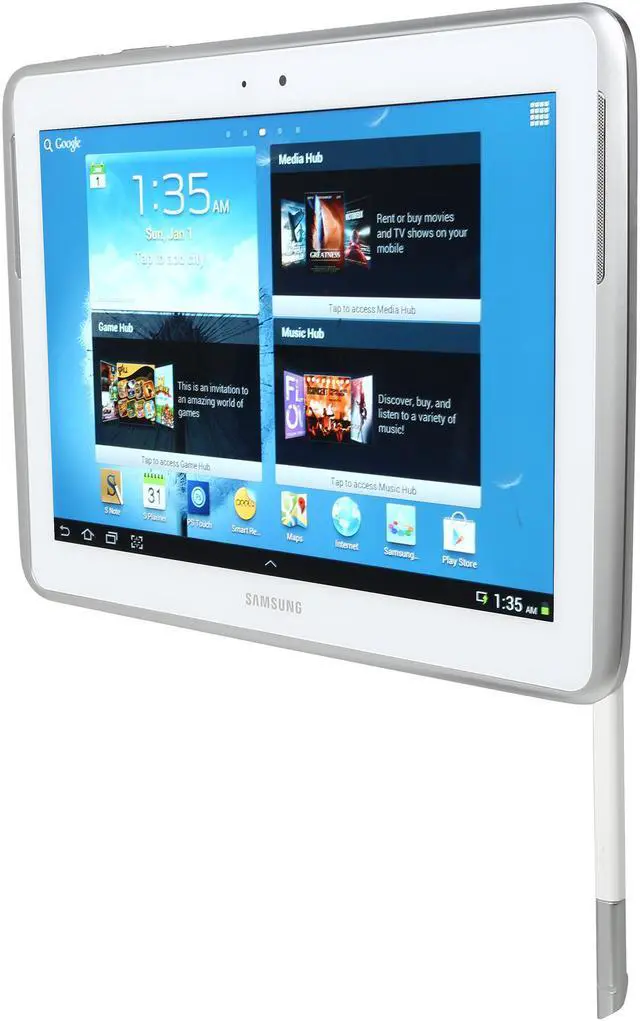 Alt view image 2 of 8 - Samsung Galaxy Note 10.1 Android Tablet with 1.4Ghz Quad Core CPU, 2GB Memory, 16GB Internal Storage, S Pen, Bluetooth 4.0, MicroSD (MicroSDHC) Slot,  Android 4.1 (Jelly Bean)