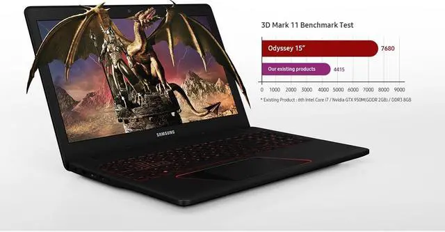 Alt view image 2 of 3 - Samsung Odyssey Gaming Intel-Core i5-7300HQ X2 3.5GHz 8GB 1TB 15.6", Black (Certified Refurbished)