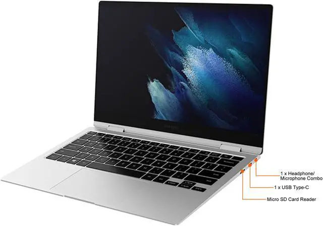 Alt view image 4 of 7 - SAMSUNG Galaxy Book Pro 360 NP930QDB-KF3CA Intel Core i7 11th Gen 1165G7 (2.80GHz) 8GB Memory 512 GB NVMe SSD Intel Iris Xe Graphics 13.3" Touchscreen 1920 x 1080 Convertible 2-in-1 Laptop Windows 11 Home 64-bit