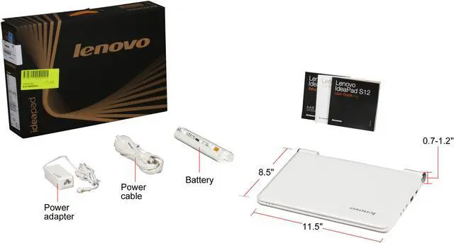 Alt view image 8 of 8 - Lenovo IdeaPad S12 (295933U) White Intel Atom N270(1.60 GHz) 12.1" WXGA 1GB Memory 160GB HDD Netbook