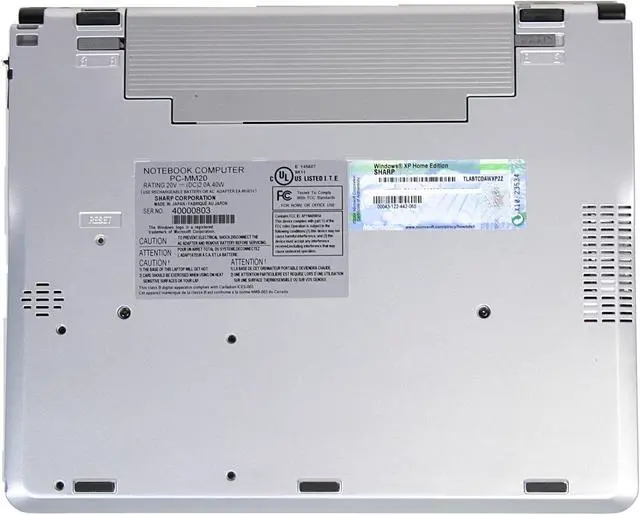 Alt view image 8 of 9 - SHARP Laptop Actius 1.00GHz 512MB Memory 20GB HDD ATI Mobility Radeon 10.4" Windows XP Home MM20