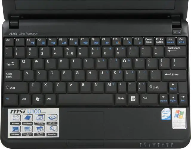 Alt view image 10 of 18 - MSI Wind U100X-075US-IBN2701G08XH Intel Atom N270(1.60 GHz) 10.0" WSVGA 1GB Memory 80GB HDD Netbook