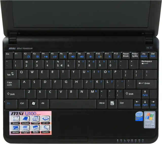 Alt view image 7 of 14 - MSI Wind U100-053US Black Intel Atom N270(1.60 GHz) 10.0" WSVGA 1GB Memory 80GB HDD NetBook