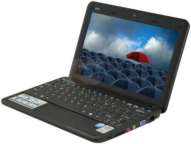 Main image of MSI Wind U100-016US Black Intel Atom N270(1.60 GHz) 10.0" WSVGA 1GB Memory 120GB HDD NetBook