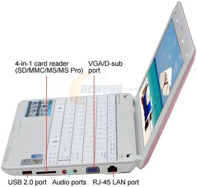 Alt view image 2 of 18 - MSI Wind U100-039US Pink Intel Atom N270(1.60 GHz) 10.0" WSVGA 1GB Memory 80GB HDD NetBook