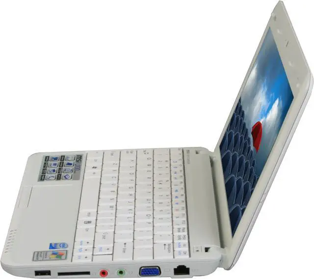 Alt view image 2 of 16 - MSI Wind U100-030US White, with heart design Intel Atom N270(1.60 GHz) 10.0" WSVGA 1GB Memory 120GB HDD NetBook