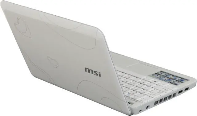 Alt view image 5 of 16 - MSI Wind U100-030US White, with heart design Intel Atom N270(1.60 GHz) 10.0" WSVGA 1GB Memory 120GB HDD NetBook