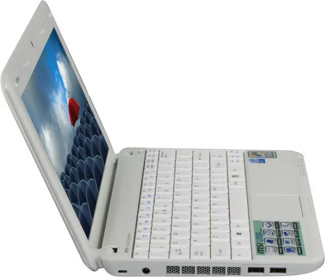 Alt view image 6 of 16 - MSI Wind U100-030US White, with heart design Intel Atom N270(1.60 GHz) 10.0" WSVGA 1GB Memory 120GB HDD NetBook