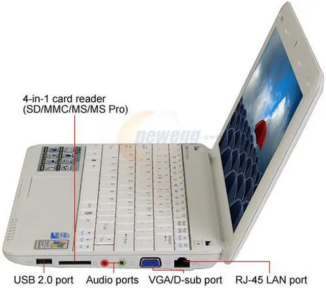 Alt view image 2 of 19 - MSI Wind U100-244MY White Intel Atom N270(1.60 GHz) 10.0" WSVGA 1GB Memory 160GB HDD Netbook