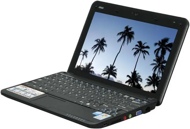 Main image of MSI Wind U100-420US Black Intel Atom N270(1.60 GHz) 10.0" WSVGA 1GB Memory 120GB HDD Netbook